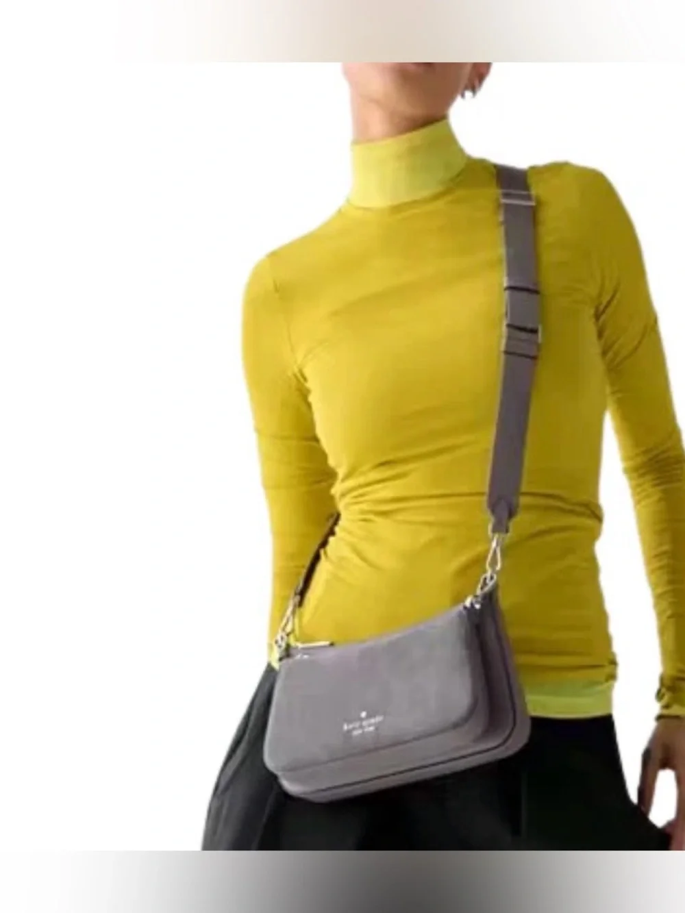 Kate Spade Duet Suede Small Crossbody | Hare Grey | Style KM147